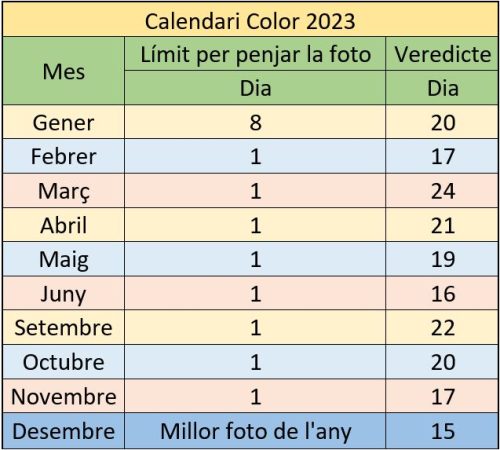 Calendari Color 2023
